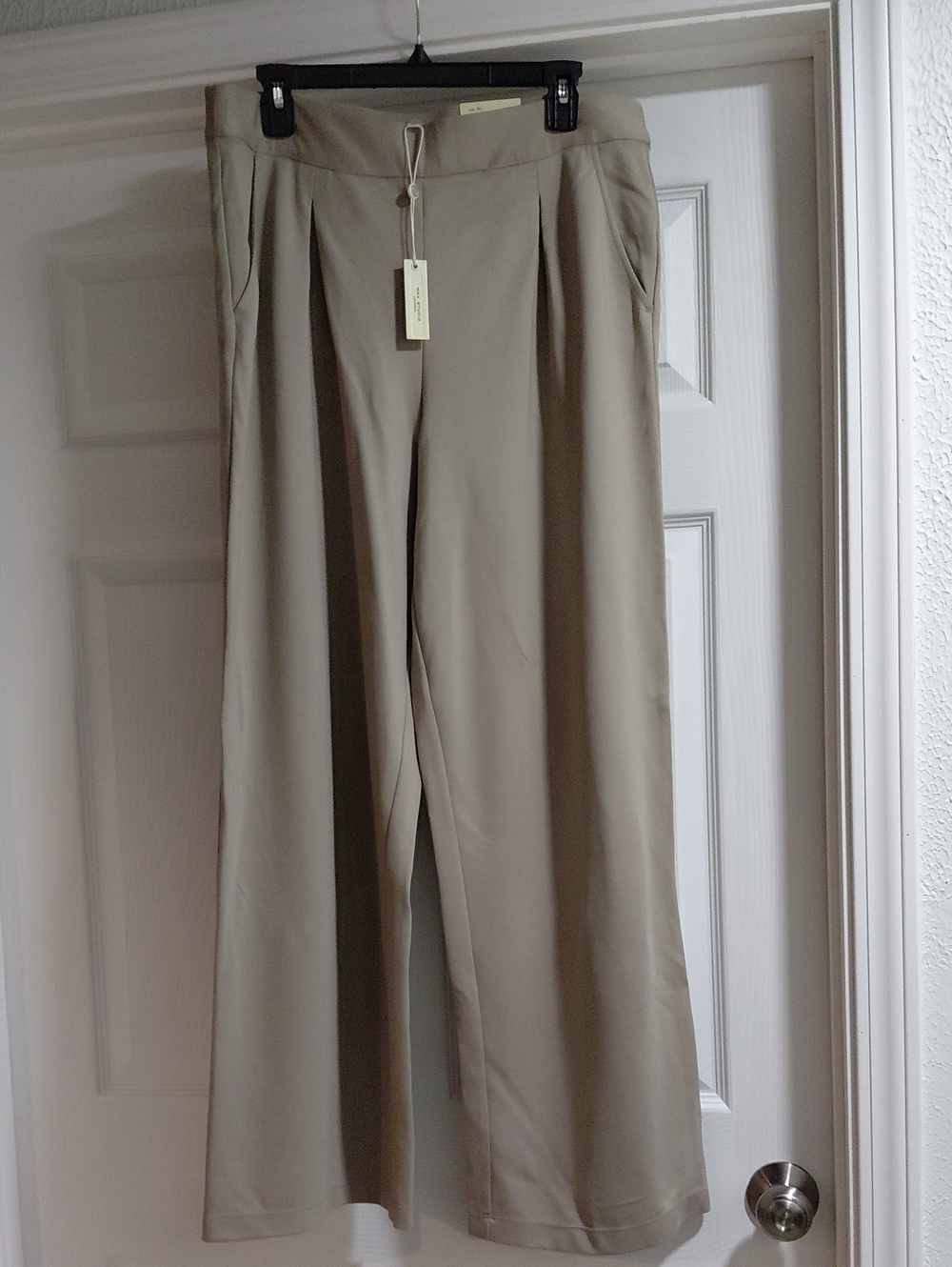 Max Studio Wide-Leg High-Rise Pants in Taupe